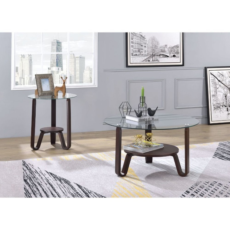 Darby – End Table – Dark Walnut & Clear Glass