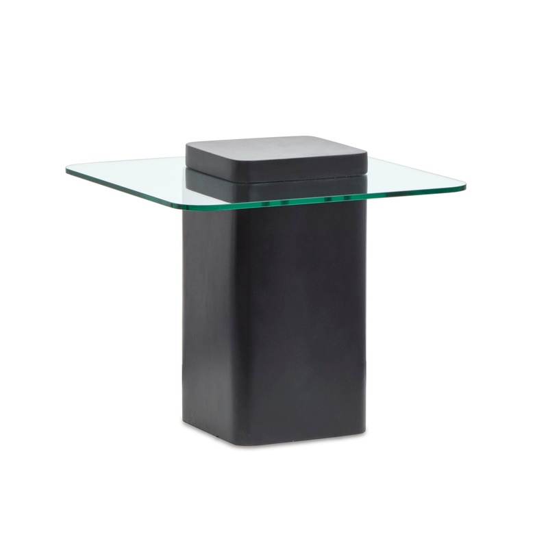 Donora – Square End Table – Clear Glass And Obsidian