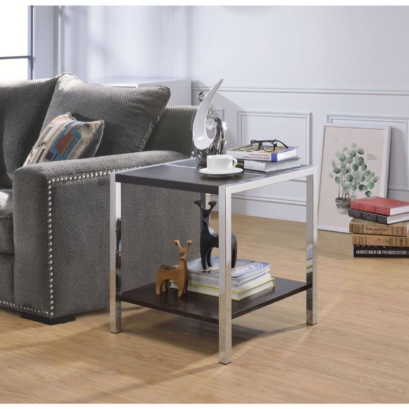 Jethro – End Table – Espresso & Chrome