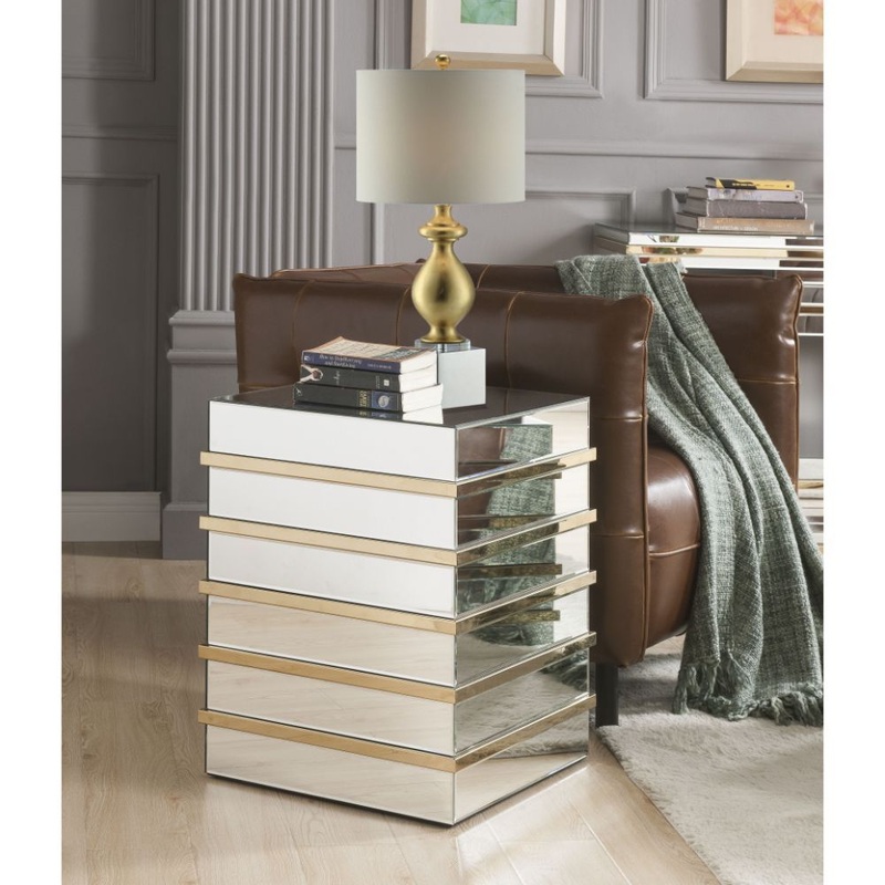 Osma – End Table – Mirrored & Gold