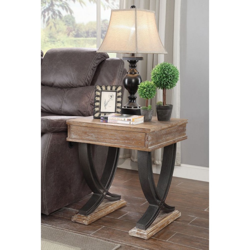 Pellio – End Table – Antique Oak & Black