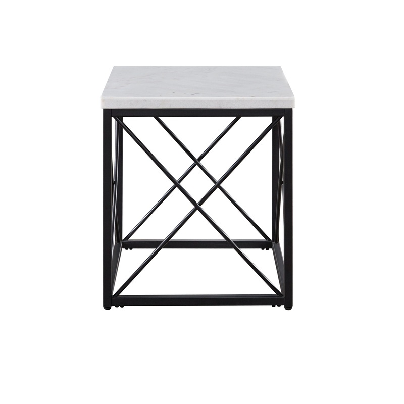Skyler – Square End Table With Marble Top – White