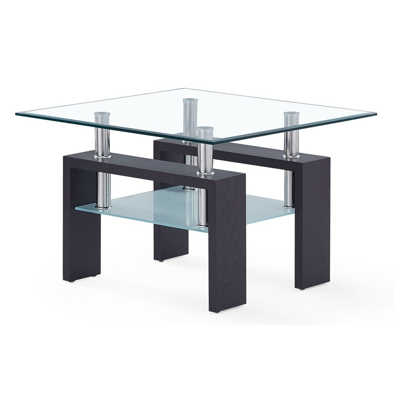 T646 – End Table – Clear / Dark Brown