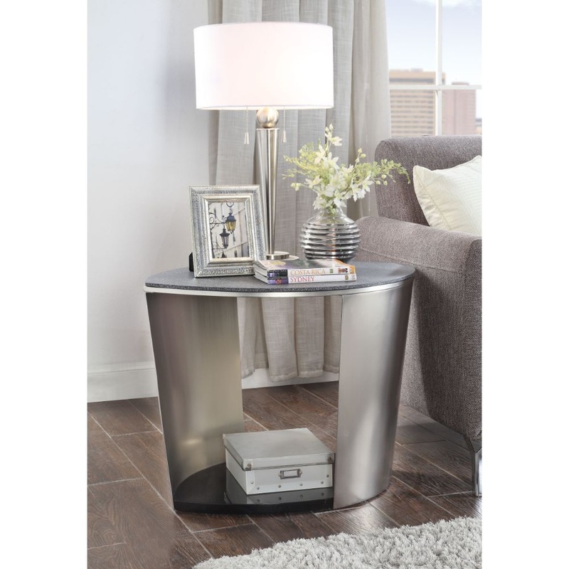 Thyge – End Table – Satin Plated & Glass Stone