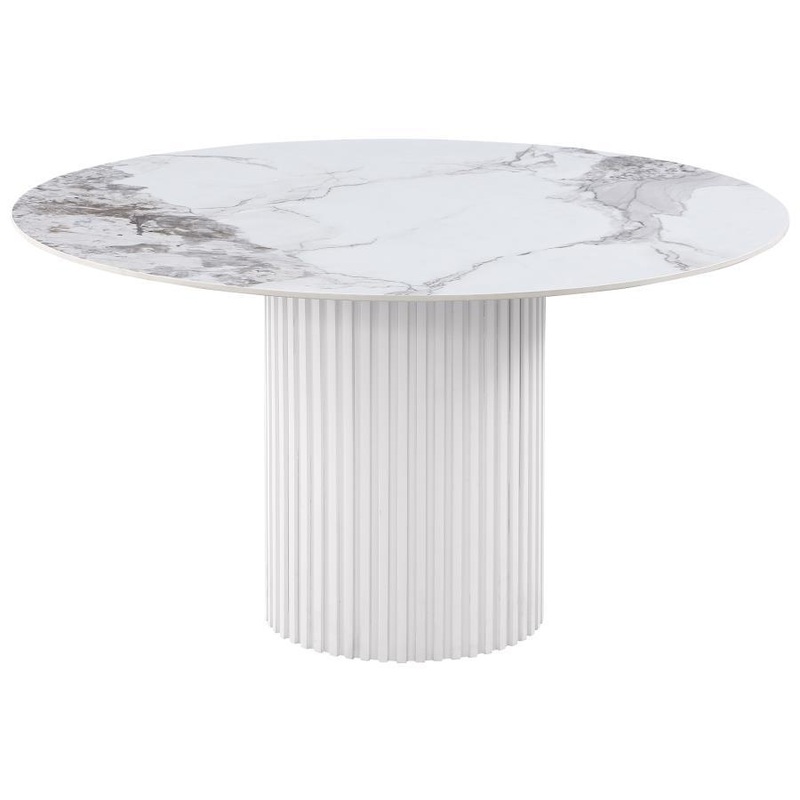 Acadia – Round Sintered Stone Top Dining Table – White