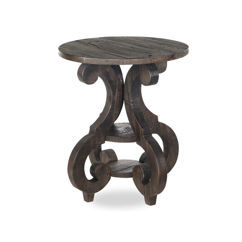 Bellamy – Round Accent End Table – Weathered Pine