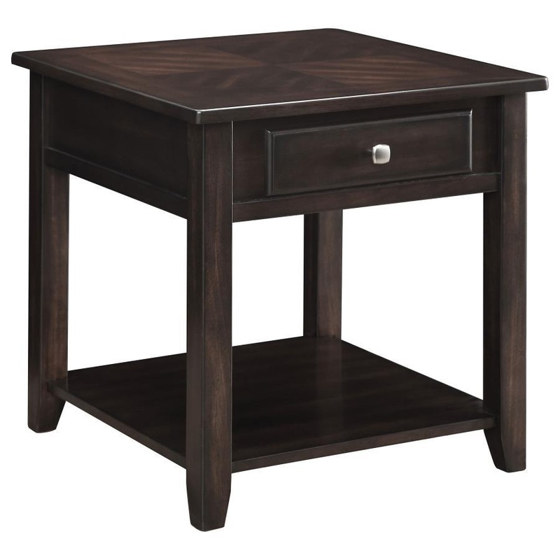 Bradford – 1-Drawer Square Wood End Table – Walnut