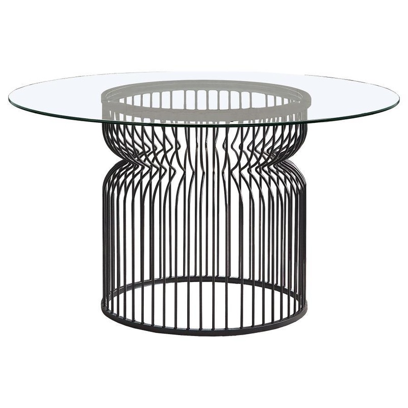 Granvia – Round Glass Top Metal Dining Table – Gunmetal