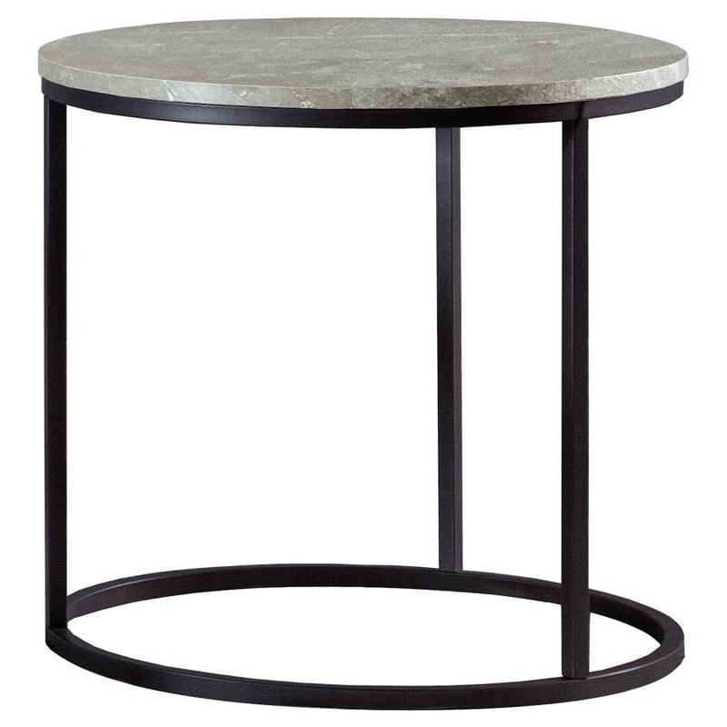 Lainey – Round Faux Marble Side End Table – Gray