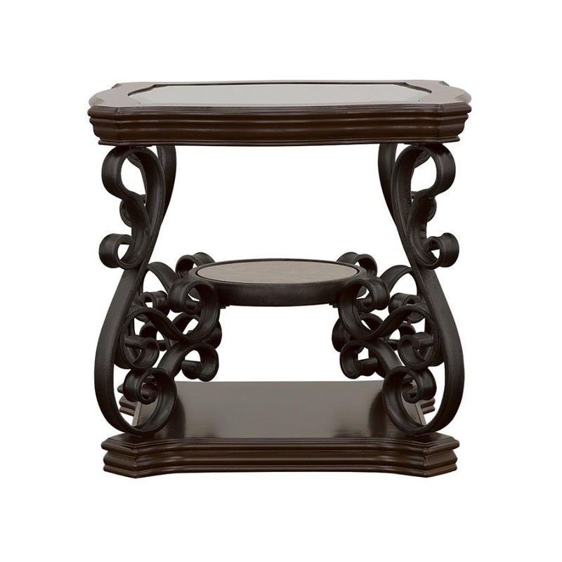 Laney – 1-Shelf Glass Top Rectangular End Table – Deep Merlot
