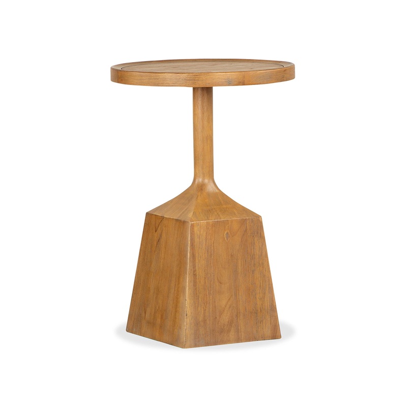 Lindon – Round Pedestal Accent End Table – Belgian Wheat