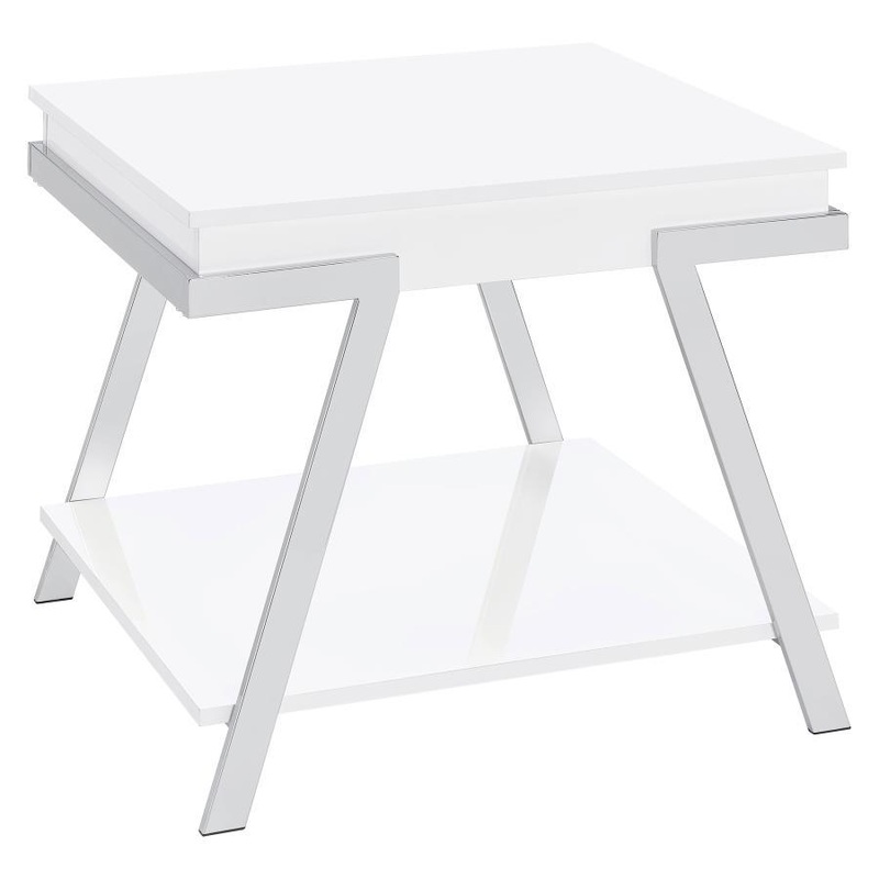 Marcia – Rectangular Side End Table – White High Gloss