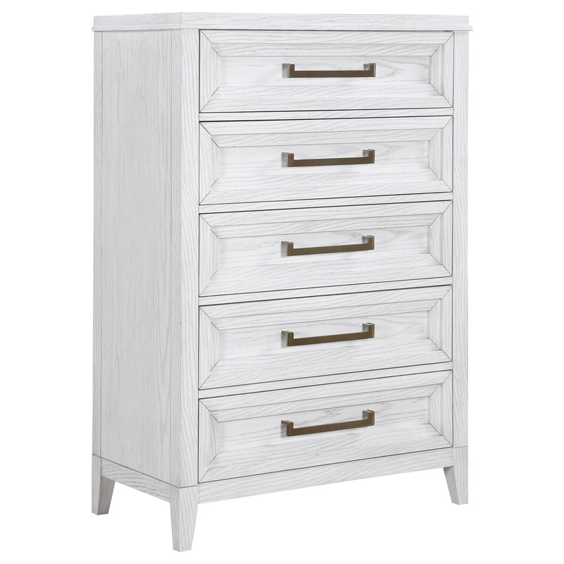Marielle – 5-Drawer Bedroom Chest – Distressed White