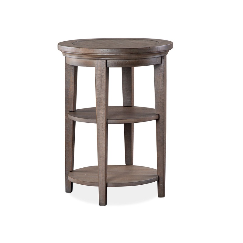 Paxton Place – Round Accent End Table – Dovetail Grey