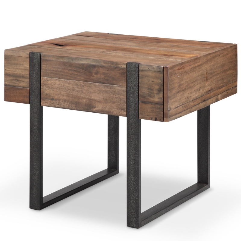 Prescott – Modern Reclaimed Wood Rectangular End Table – Rustic Honey