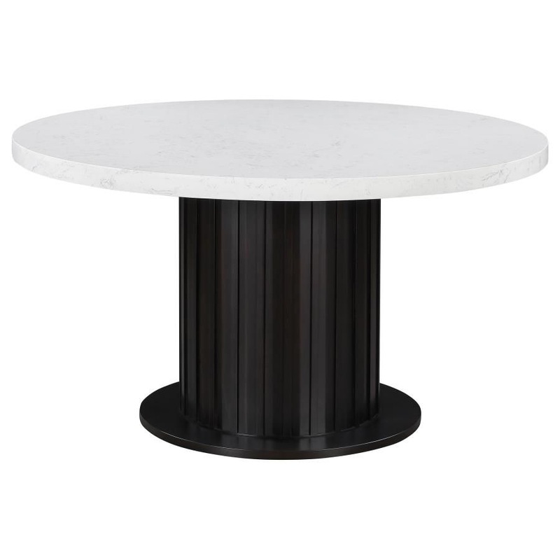 Sherry – Round Marble Top Dining Table – Rustic Espresso