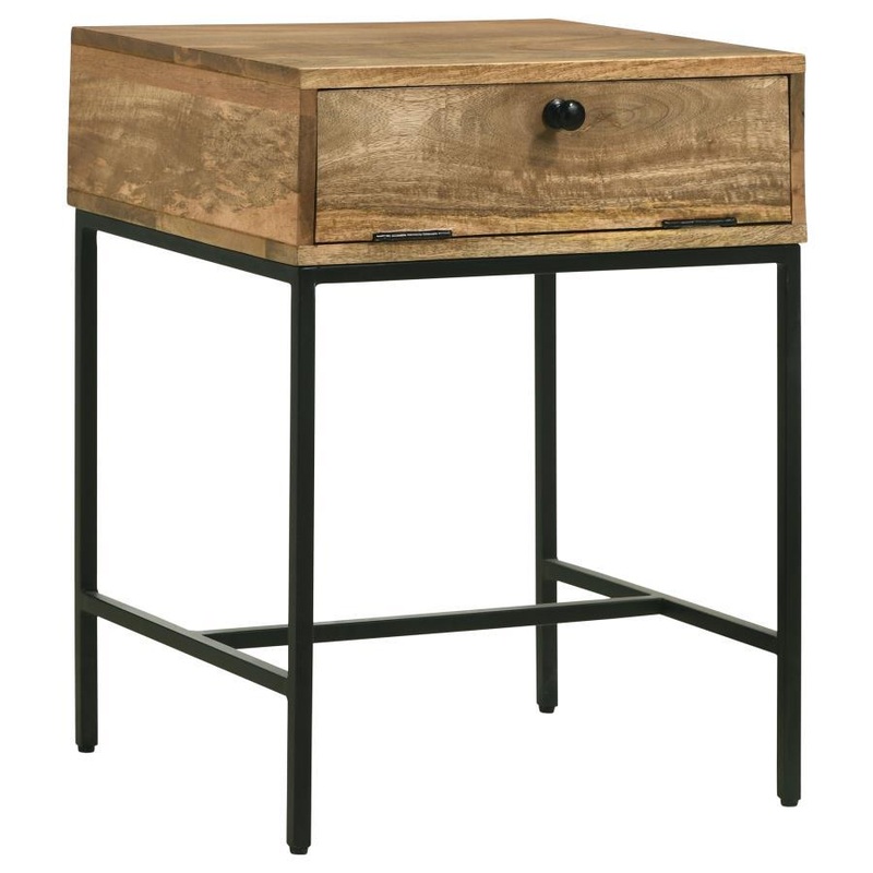 Stephie – Rectangular Side End Table With Storage – Honey Brown