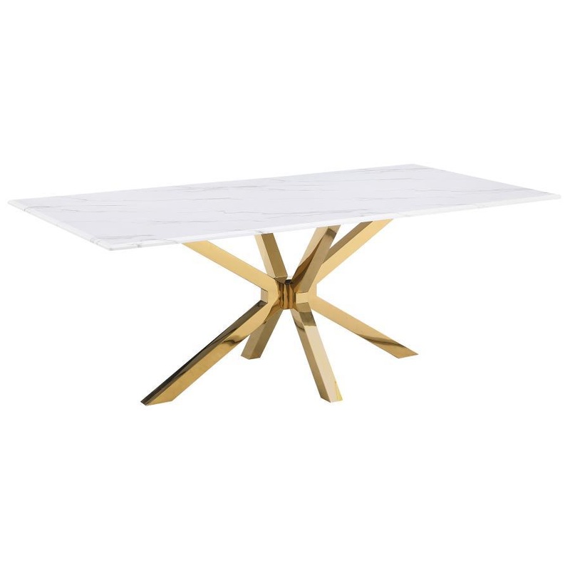 Venera – Rectangular Faux Marble Dining Table – White