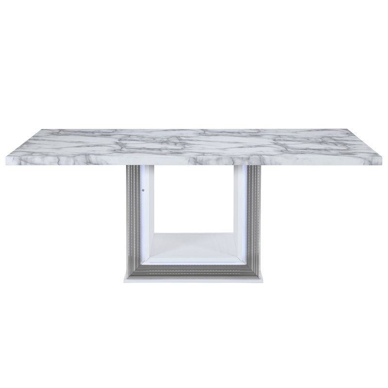 Ylime – Marble Dining Table – Light Gray / White