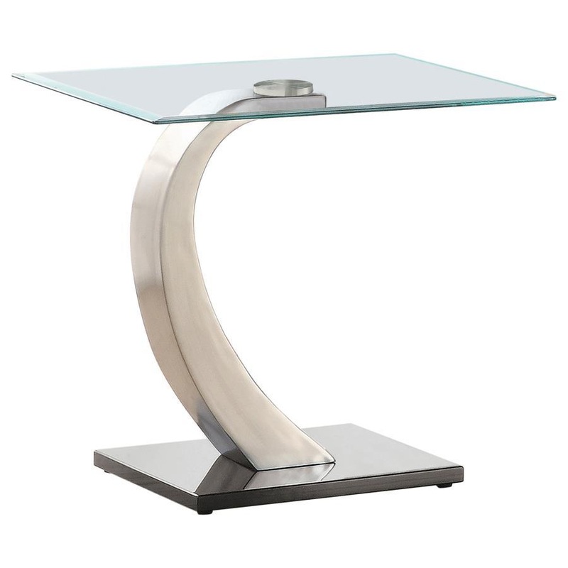 Pruitt – Rectangular Glass Top Metal Side End Table – Satin
